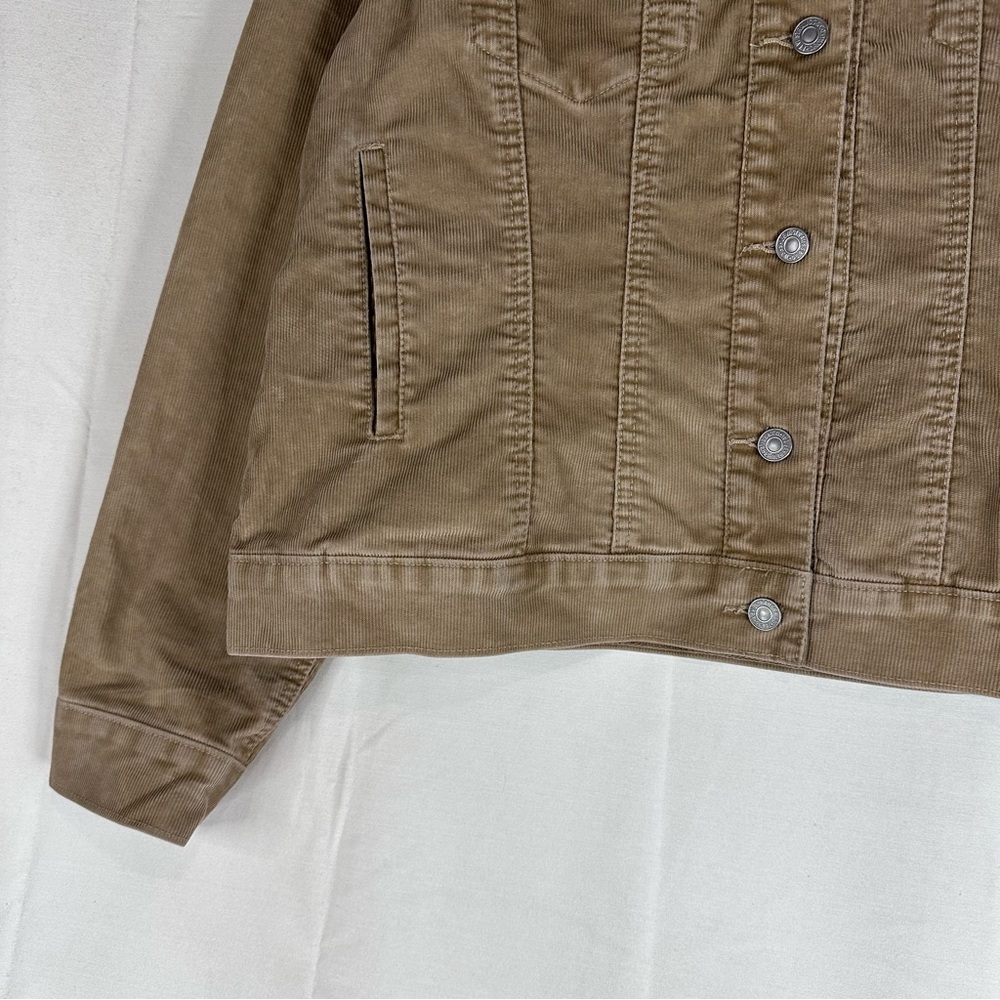LEVI’S Women’s Size 1X Jacket Coat Corduroy Trucker Style Red Tab Stretch Tan - Picture 4 of 16